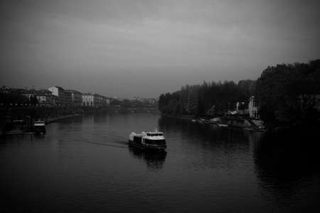 Umberto I Bridge in Turin Italyの写真素材