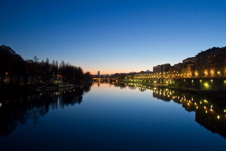Umberto I Bridge and Murazzi Turin Italy