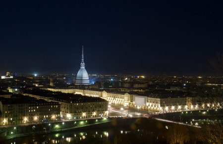 Mole Antonelliana by night in Turin Italy
