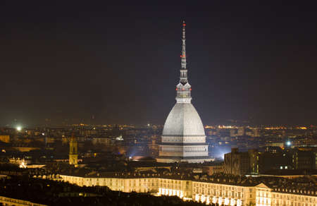 Mole Antonelliana by night in Turin Italyの写真素材