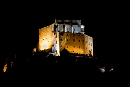 Sacra San Michele by night Turin Italyの写真素材