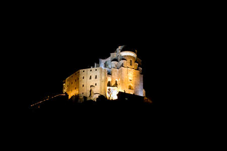Sacra San Michele by night Turin Italyの写真素材