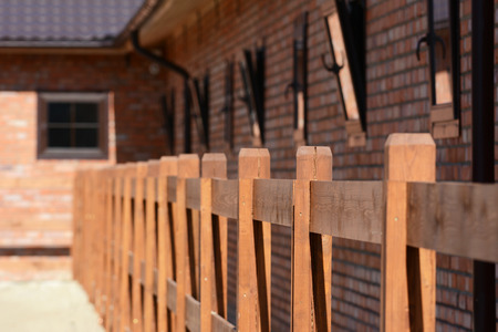 Details of stables, fencing. Outdoor manege.の写真素材