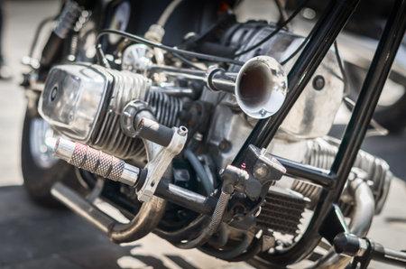 chopper motorcycle engine closeup