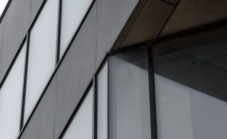 fragment of a concrete building with empty windows