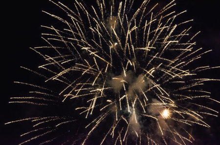 festive fireworks in the night black sky abstract background pattern
