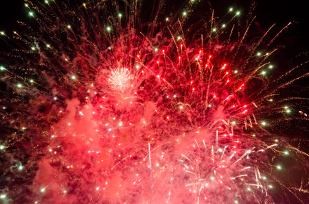 festive fireworks in the night black sky abstract background pattern
