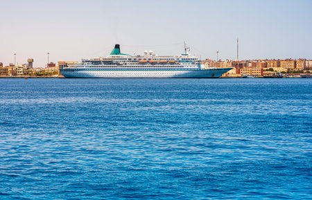 many ships in the Hkrgada Marina in the Red Sea in Egyptの写真素材