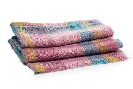 winter knitted woolen clothing scarf isolated on white background close up