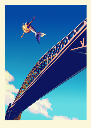 Diving mermaid Sydney Harbour bridge