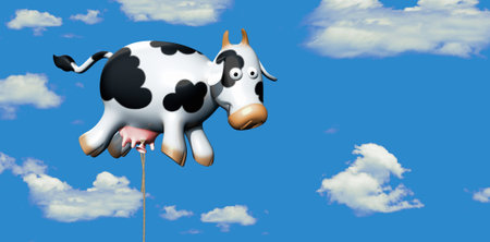 comical cow balloonの写真素材