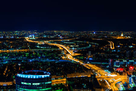 Aerial view cityscape at nightの写真素材