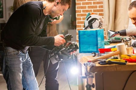 Behind the scenes of video production or video shootingの写真素材