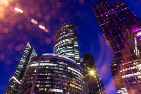 modern Business Center in the night lightsの写真素材