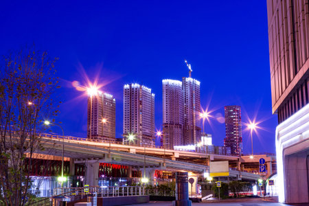 modern Business Center in the night lights