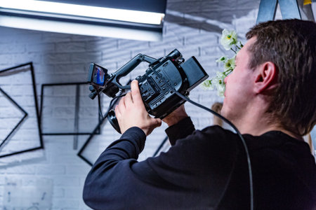 Behind the scenes of video production or video shooting