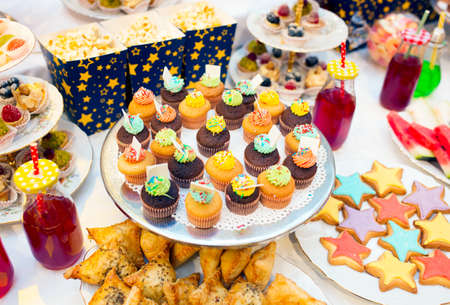 Cupcakes on a festive tableの写真素材