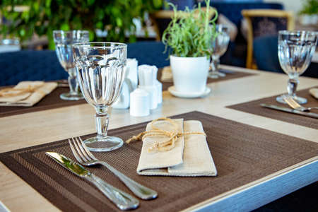 beautifully served table in a restaurant. Selective focusの写真素材