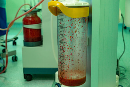 The bottles for the fat liquid from liposuctionの写真素材