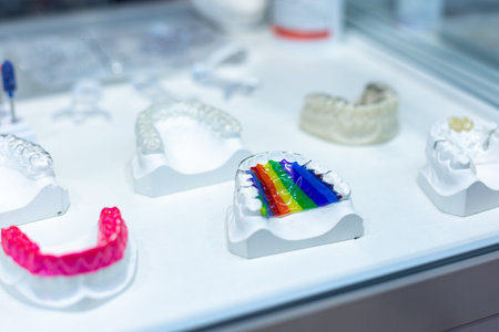 Dental orthodontic tools. Multi-colored device for making a molded tooth. Molding teeth.