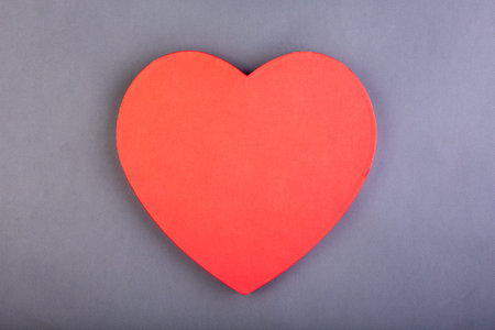 Red heart on the gray background. Holiday background, Valentines dayの写真素材
