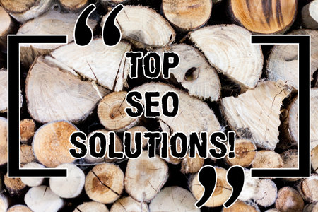 Writing note showing Top Seo Solutions. Business photo showcasing methodology of techniques to...
