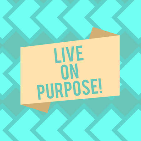 Text sign showing Live On Purpose. Conceptual photo Have a goal mission motivation to keep going inspiration Blank Color Folded Banner Strip Flat Style photo for Announcement Posterの写真素材