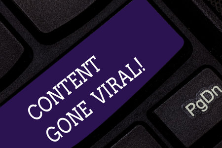 Conceptual hand writing showing Content Gone Viral. Business photo showcasing image video link that...