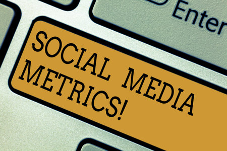 Conceptual hand writing showing Social Media Metrics. Business photo text Benchmarks that determine...