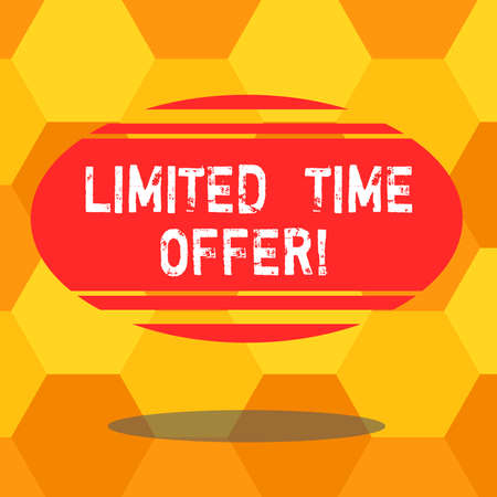 Handwriting text writing Limited Time Offer. Concept meaning special item available for clearly defined short period Blank Color Oval Shape with Horizontal Stripe Floating and Shadow photoの写真素材