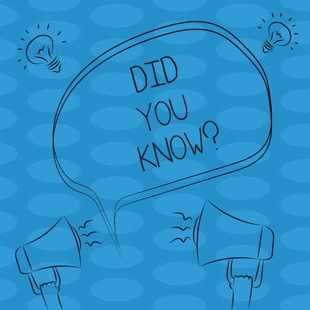 Word writing text Did You Know. Business concept for Knowing the next move Thinking Trivia Brainstorming Wondering Freehand Outline Sketch of Blank Speech Bubble Megaphone Sound Idea Iconの写真素材