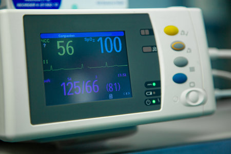 Electrocardiogram in hospital surgery operating emergency room showing patient heart rate