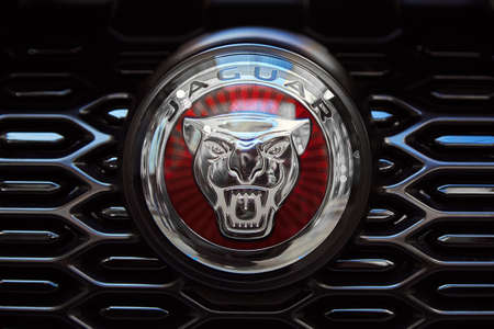 Russia, Moscow, 24.04.2019. Jaguar car emblem.のeditorial素材