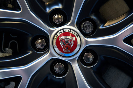 Russia, Moscow, 24.04.2019. Jaguar car emblem.