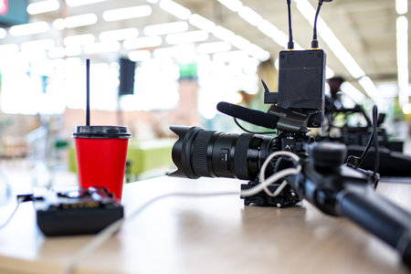 Behind the scenes of video production or video shooting