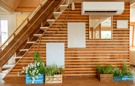 The interior of the urban river ship, with a panoramic view of the urban landscape. The concept of...