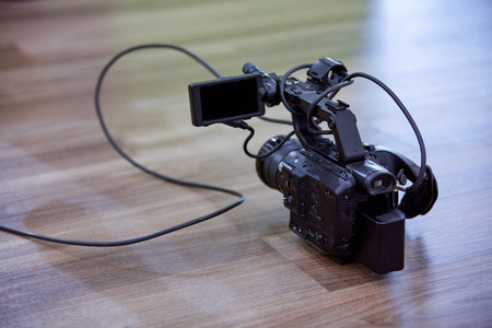 Behind the scenes of video production or video shooting. The concept of production of video content...