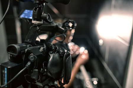 Behind the scenes of filming films or video products and the film crew of the film crew on the set...