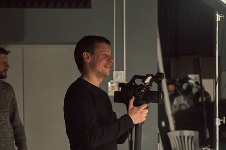 Behind the scenes of video production or video shooting, Film grain, selective focus, special...
