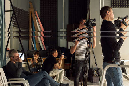 Behind the scenes of video production or video shooting, Film grain, selective focus, special...
