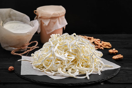 Cheese Chechil. Homemade soft cheese production. farm prodact
