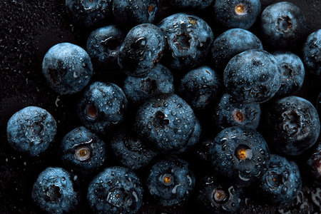 Fresh natural antioxidant blueberries pile, macro detailed close upの写真素材
