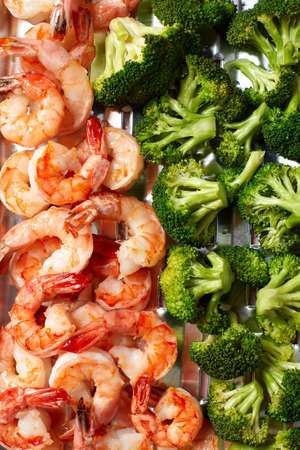 stir-fried mixed vegetable and broccoli with shrimps - healthy food styleの写真素材