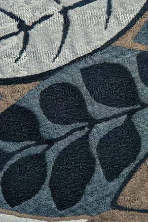 Elegant blue-gray fabric with a floral pattern for design, jakarta fabric texture with leaves in...