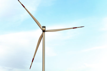 Wind energy. Wind power. Sustainable, renewable energy. Wind turbines generate electricity. Windmill...