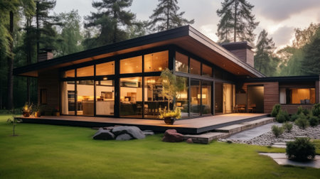 Modern Wooden Detached House in the Countrysideの素材