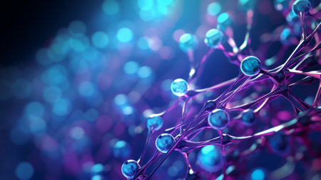 Blue and Purple Abstract Picture of DNA Moleculeの素材
