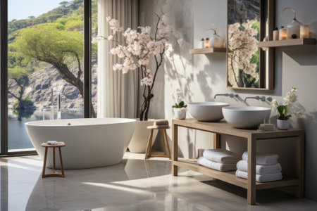 Beautiful Luxury Modern Bathroom Design with Freestanding Bathtubの素材