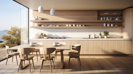 Beautiful Luxury Wooden Modern Kitchen in a Detached House.の素材