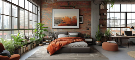 Contemporary Loft Bedroom with Industrial Edgeの素材